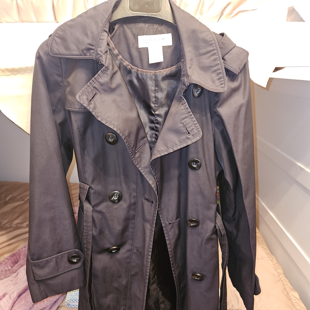 Jones New York Black Double-Breasted Trench Coat